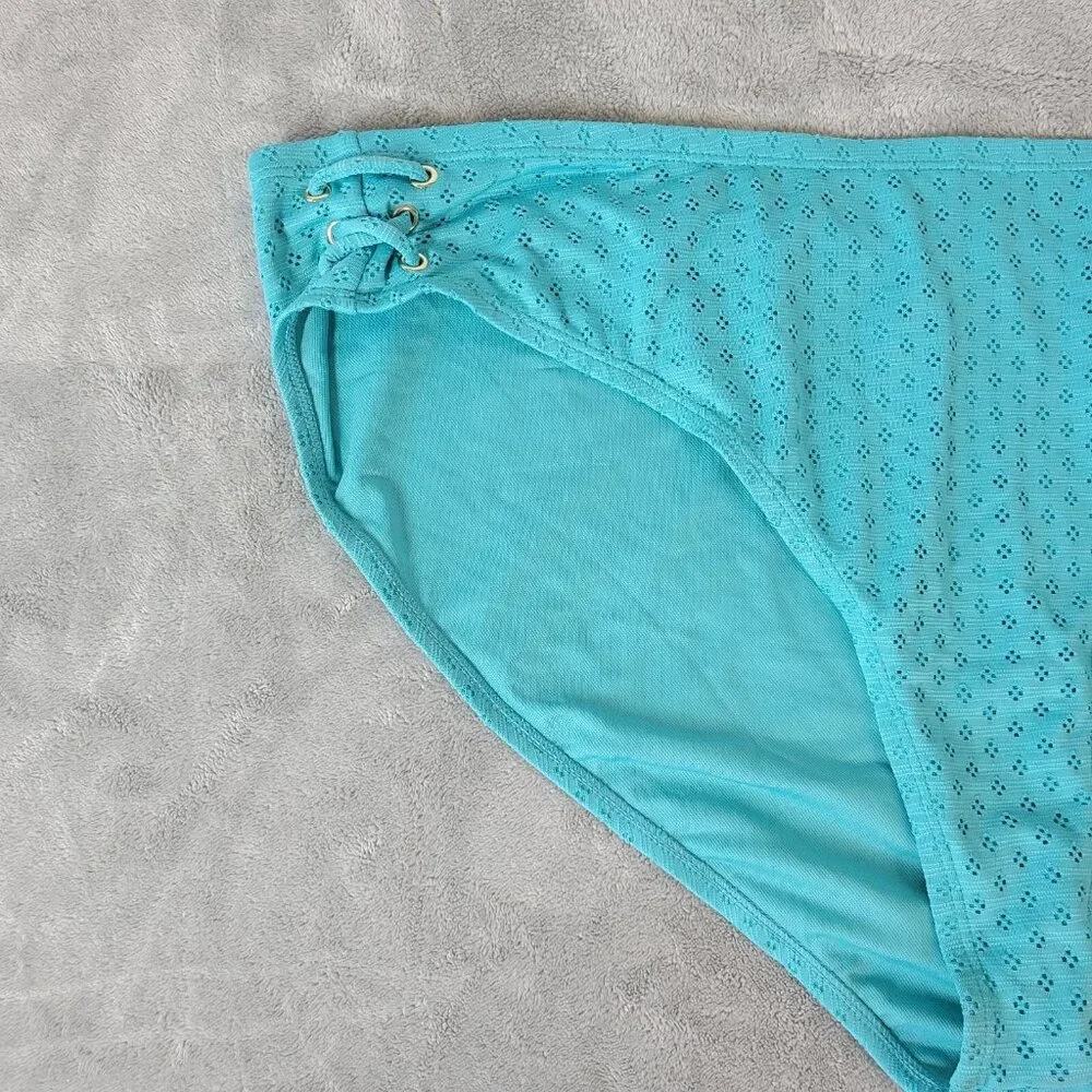 Time and Tru Women 3X Blue Bikini Bottom Eyelet Plus Size Lined Swimwear BLU158E